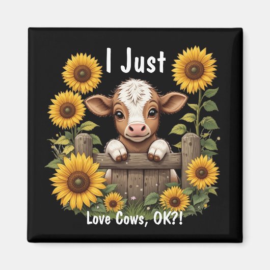 ふくらはぎのひまわりで囲まれたフェンス越しに覗き込む マグネット (正面)