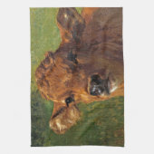 ふくらはぎの頭(Rosa Bonheur著) キッチンタオル (縦)