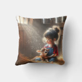 ふくらはぎをサンビームで覆った小さな女の子 クッション (裏面)