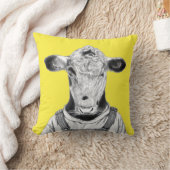 ふくらはぎダンガリー(レトロ黄) クッション (ブランケット)