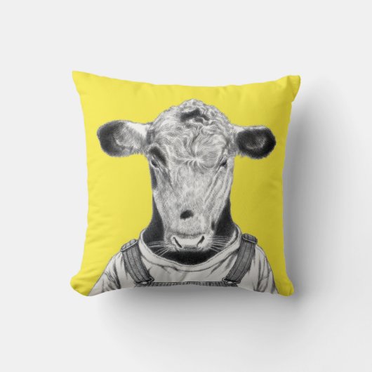 ふくらはぎダンガリー(レトロ黄) クッション (正面)