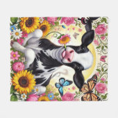 ふくらはぎ鮮やかと蝶の不思議の国 フリースブランケット (正面(横))