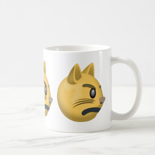 ふくれっ面をする猫の顔Emoji コーヒーマグカップ (右)