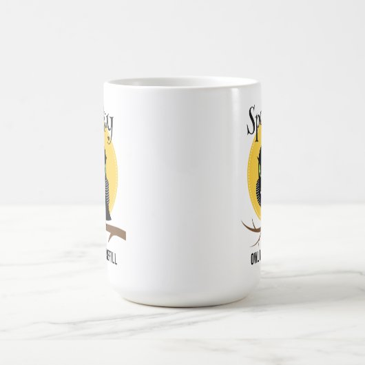 ふくろう不気味がハロウィンを祝う コーヒーマグカップ (中央)