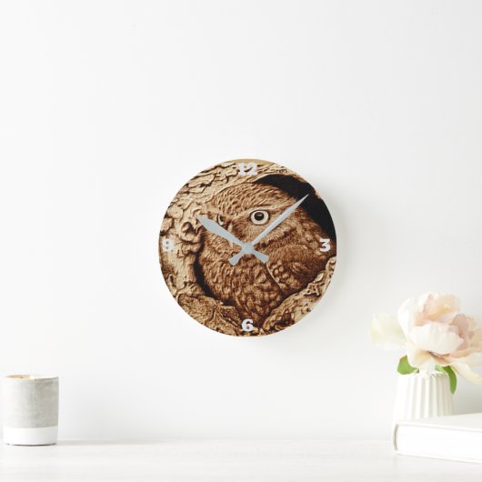 "ふくろう" ラウンド壁時計 (ホーム)