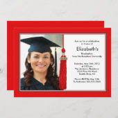 ふさの写真の卒業の招待状の赤及び白 招待状 (正面/裏面)