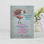 ふざけた大きな目をした誕生日の女の子 招待状 (スタンド正面)