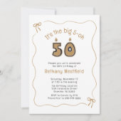 ふざけた 不思議な 波線のボーダー 50歳の誕生日 招待状 (正面)