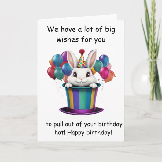 ふしぎなウサギの魔法の帽子 誕生日 グラフィック カード (正面)