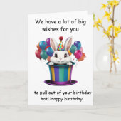 ふしぎなウサギの魔法の帽子 誕生日 グラフィック カード (黄色い花)
