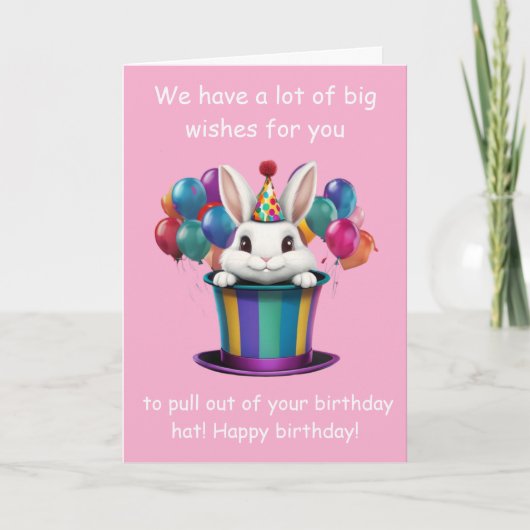 ふしぎなウサギの魔法の帽子 誕生日 グラフィック カード (正面)