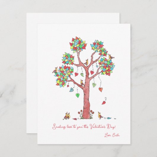 ふしぎなハートの木のバレンタインデーカード シーズンカード (正面/裏面)