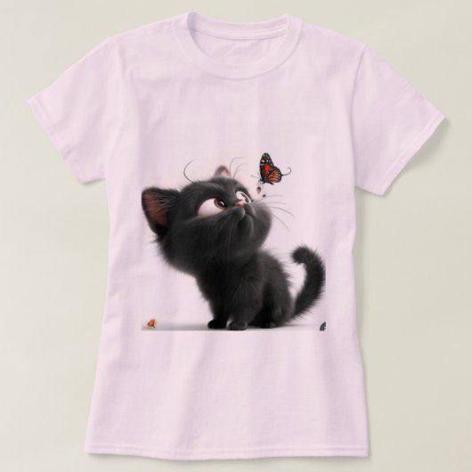 "ふしぎな不思議:子猫と蝶のバレエ" Tシャツ (デザイン正面)