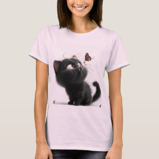 "ふしぎな不思議:子猫と蝶のバレエ" Tシャツ