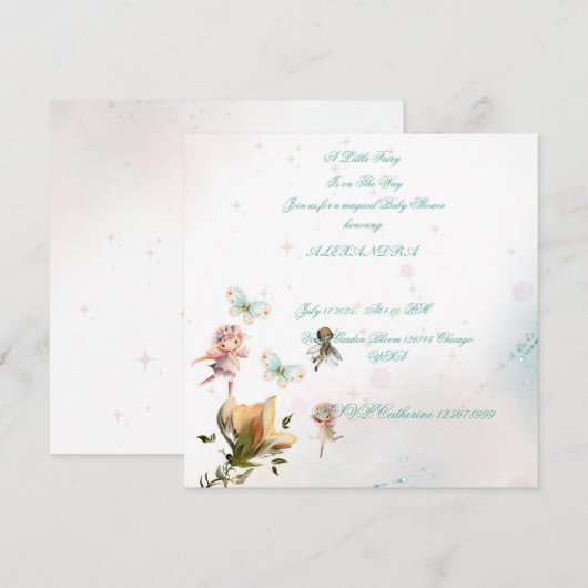 ふしぎな妖精の庭のベビー招待状カード 招待状 (正面/裏面)