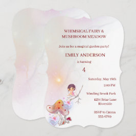 ふしぎな妖精の魔法の4歳の誕生日招待状 招待状