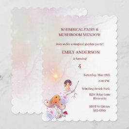 ふしぎな妖精の魔法の4歳誕生日招待状 招待状
