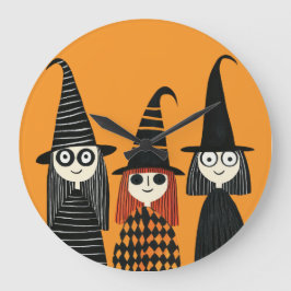 ふしぎな魔女の不気味キュートなハロウィン ラージ壁時計