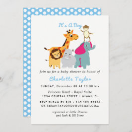 ふしだらな動物園の動物たちかわいい男の子の赤ちゃんシャワー招待状 招待状