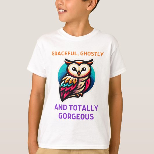 ふすまフクロウ自然静か美しい Tシャツ (正面)