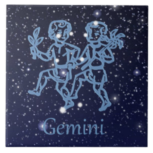 ふたご座と星〔占星術の〕十二宮図の星座 タイル