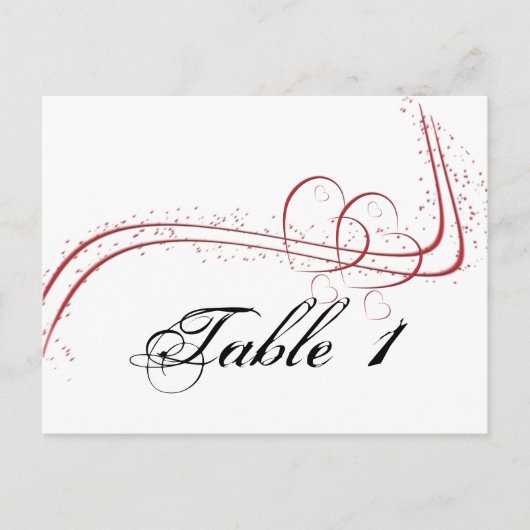 ふたつのハートがひとつに　テーブルナンバー ポストカード (正面)
