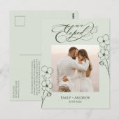 ふたりきりで婚姻届を提出しました セージのカリグラフィー 写真の結婚報告 ポストカード (正面/裏面)