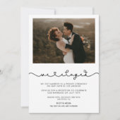 ふたりきりで挙式 Cute ハートがつながる フォント 結婚 報告 招待状 (正面)