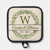 ふたりだけの特別な名前と結婚記念日の日付 鍋敷き (正面)