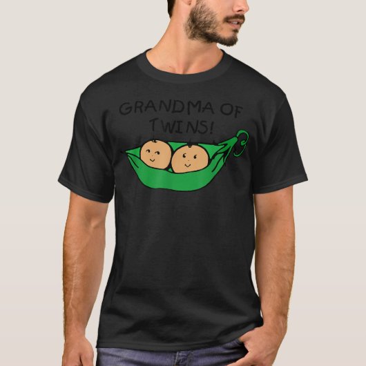 ふたりのさやの豆 – 双子のおばあちゃん Tシャツ (正面)