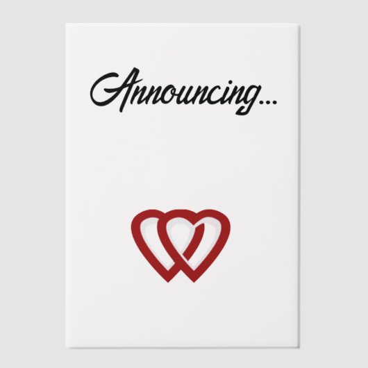 ふたりのハートの婚約発表 ベラム紙招待状 (正面)