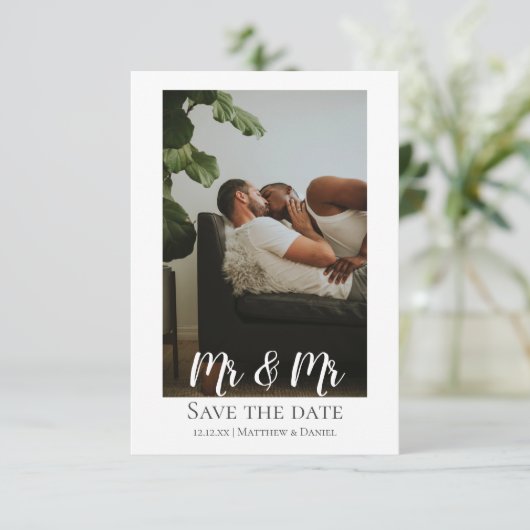ふたりの新郎さん Mr And Mr ゲイのウェディングフォト 案内状 (スタンド正面)