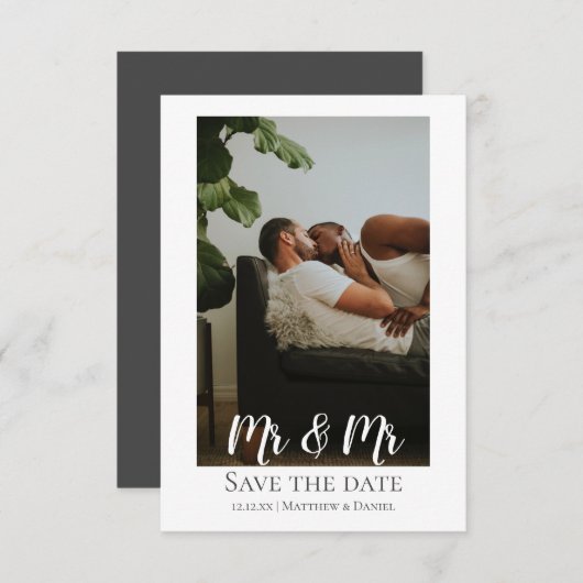 ふたりの新郎さん Mr And Mr ゲイのウェディングフォト 案内状 (正面/裏面)