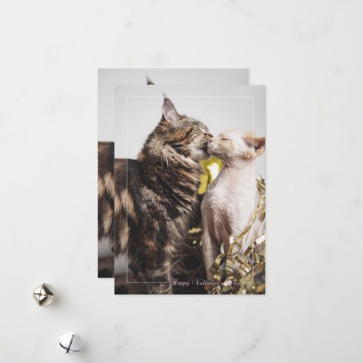 「ふたりの猫」バレンタインデーのカード シーズンカード (正面/裏面インサイチュ)