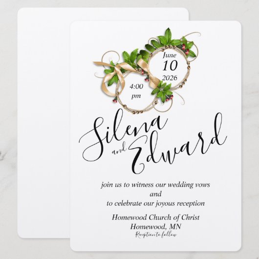 ふたりの輪ひとつとして　フラットな結婚式招待状 招待状 (正面/裏面)