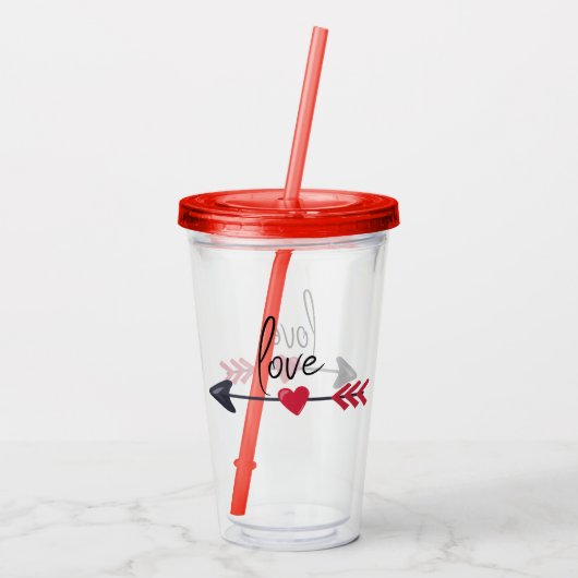 ふた藁バレンタインデー付きアクリル製タンブラー アクリルタンブラー (裏面)