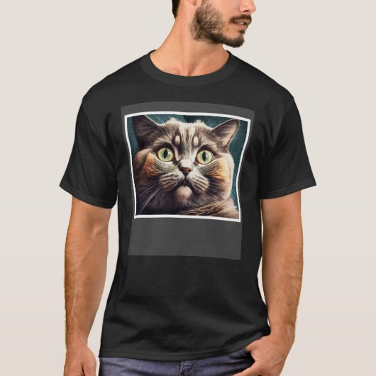 ふっおもしろいとした顔、猫好きプルオーバーフード付き猫 Tシャツ (正面)