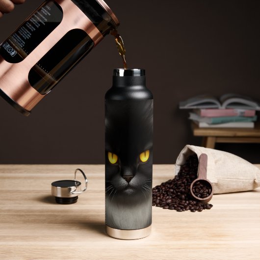 ふっおもしろい怒ふわ黒ペルシャ猫顔 ウォーターボトル (コーヒー)
