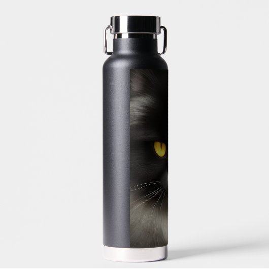 ふっおもしろい怒ふわ黒ペルシャ猫顔 ウォーターボトル (正面)
