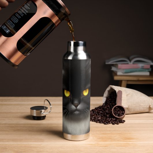 ふっおもしろい怒ふわ黒ペルシャ猫顔 ウォーターボトル (コーヒー)