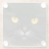 ふっおもしろい怒ふわ黒ペルシャ猫顔 ガラスコースター (裏面)