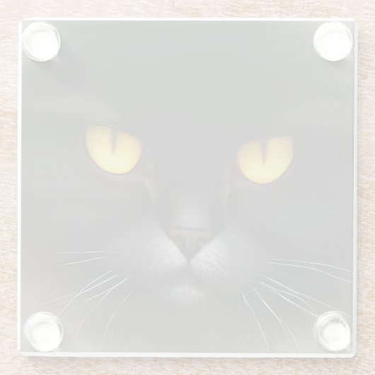 ふっおもしろい怒ふわ黒ペルシャ猫顔 ガラスコースター (裏面)