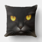 ふっおもしろい怒ふわ黒ペルシャ猫顔 クッション (正面)