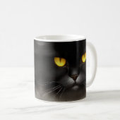 ふっおもしろい怒ふわ黒ペルシャ猫顔 コーヒーマグカップ (正面右)