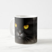 ふっおもしろい怒ふわ黒ペルシャ猫顔 コーヒーマグカップ (正面左)
