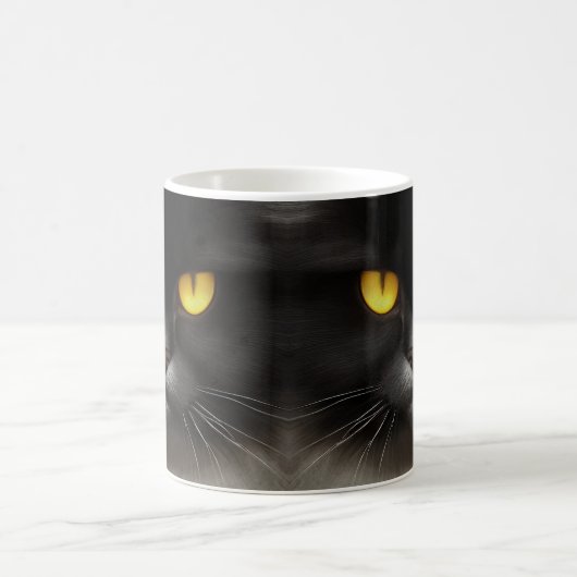 ふっおもしろい怒ふわ黒ペルシャ猫顔 コーヒーマグカップ (中央)
