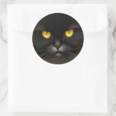 ふっおもしろい怒ふわ黒ペルシャ猫顔 ラウンドシール (バッグ)