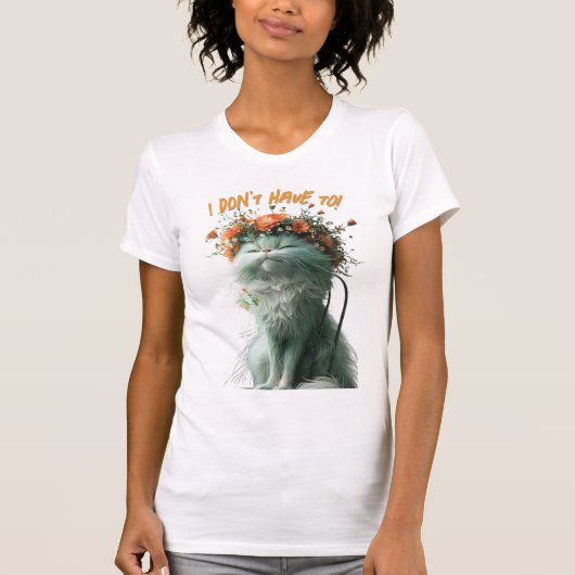 ふっお洒落ふわの青猫「いらなくていい」 Tシャツ (正面)