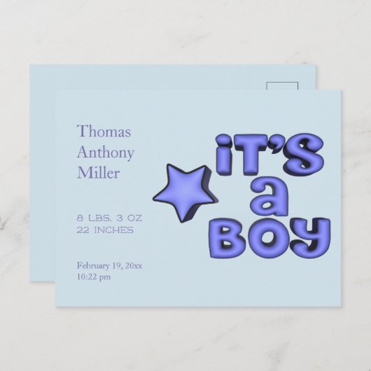 ふっくらとした青い星の男の子だ 案内ポストカード (正面/裏面)