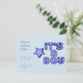 ふっくらとした青い星の男の子だ 案内ポストカード (スタンド正面)